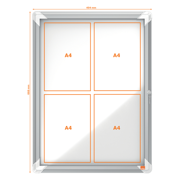 nobo Schaukasten silber 4x DIN A4 69,2 x 3,7 x 53,2 cm, 1 St.