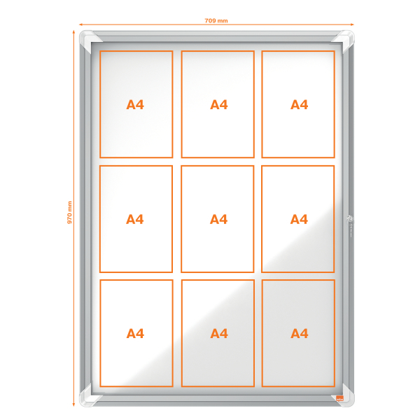 nobo Schaukasten silber 9x DIN A4 75,2 x 3,7 x 100,0 cm, 1 St.