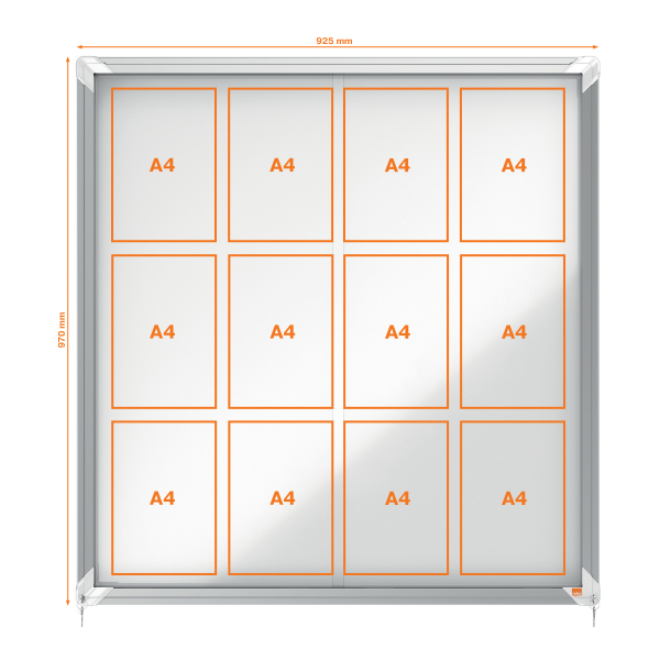 nobo Schaukasten silber 12x DIN A4 97,2 x 5,4 x 100,0 cm, 1 St.