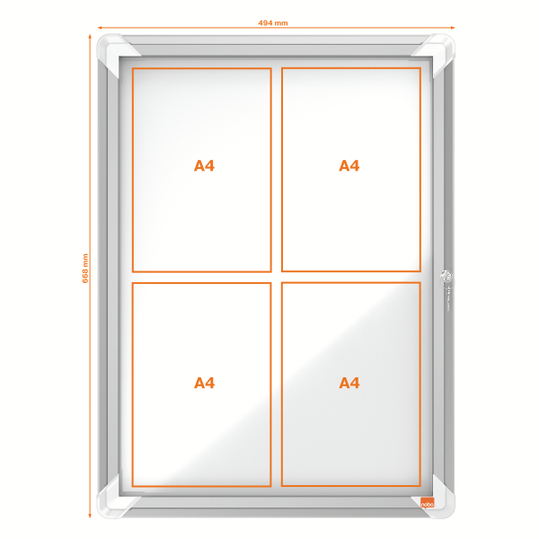 nobo Schaukasten silber 4x DIN A4 69,2 x 4,5 x 53,2 cm, 1 St.