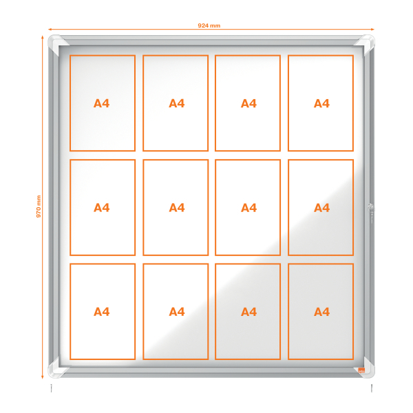 nobo Schaukasten silber 12x DIN A4 97,2 x 4,5 x 100,0 cm, 1 St.