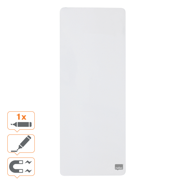 nobo Glas-Magnettafel Mini 14,0 x 36,5 cm weiß