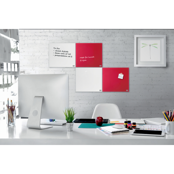nobo Glas-Magnettafel 30,0 x 30,0 cm brillant weiß