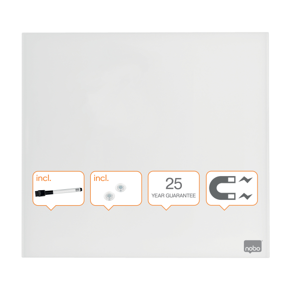 nobo Glas-Magnettafel 30,0 x 30,0 cm brillant weiß