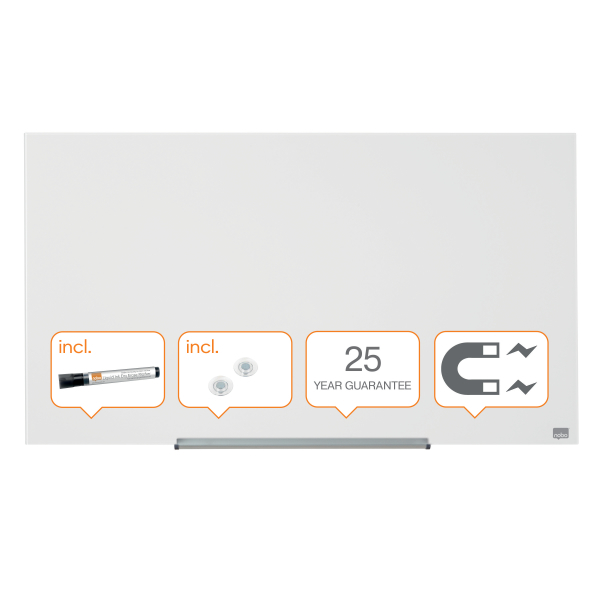 nobo Glas-Magnettafel Impression Pro Widescreen 100,0 x 56,0 cm brillant weiß