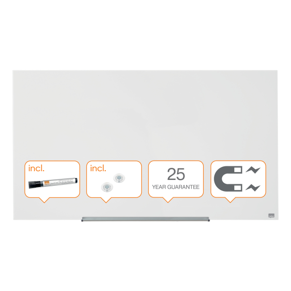 nobo Glas-Magnettafel Impression Pro Widescreen 126,0 x 71,0 cm brillant weiß