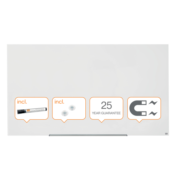 nobo Glas-Magnettafel Impression Pro Widescreen 190,0 x 100,0 cm brillant weiß
