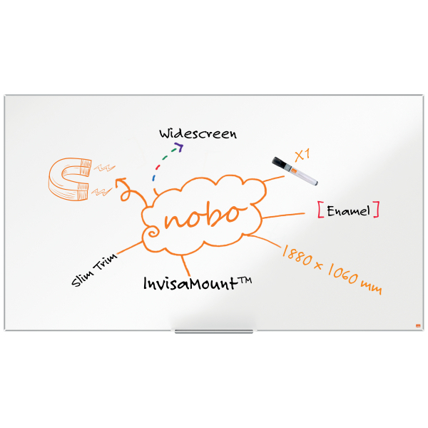 nobo Whiteboard Impression Pro Widescreen 188,0 x 106,0 cm weiß emaillierter Stahl
