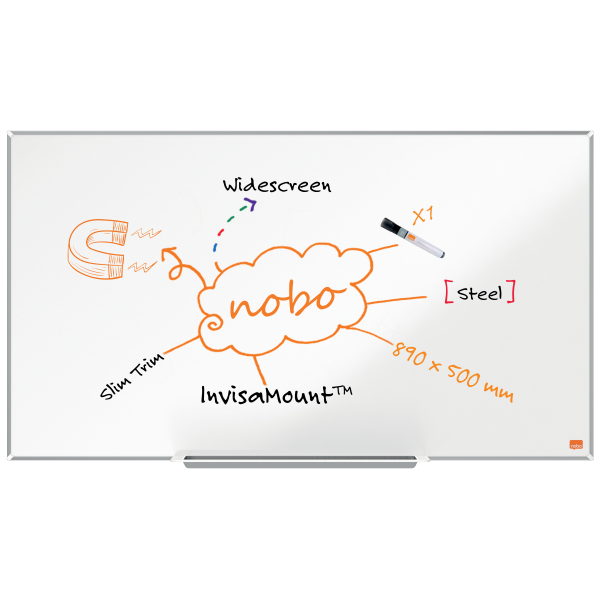 nobo Whiteboard Impression Pro Widescreen Nano Clean™ 89,1 x 50,3 cm weiß lackierter Stahl