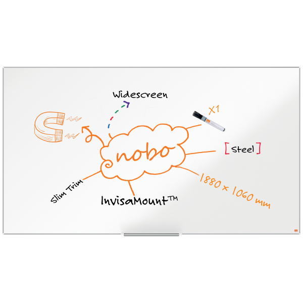 nobo Whiteboard Impression Pro Widescreen Nano Clean™ 188,7 x 106,4 cm weiß lackierter Stahl