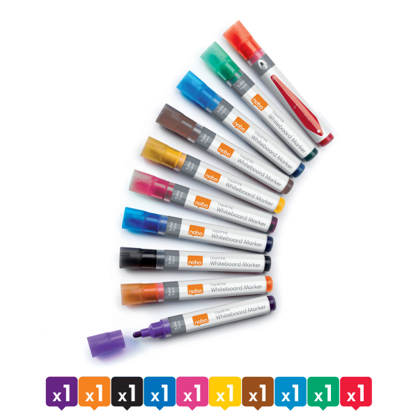 nobo Liquid Ink Whiteboard-Marker farbsortiert 3,0 mm, 10 St.