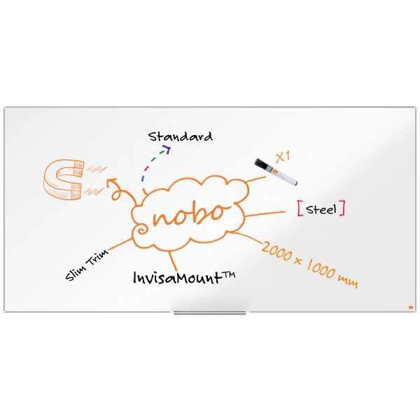 nobo Whiteboard Impression Pro Nano Clean™ 199,2 x 98,0 cm weiß lackierter Stahl
