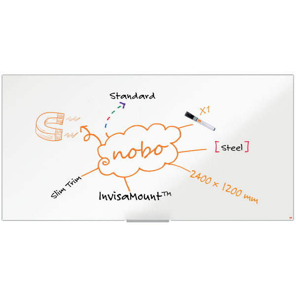 nobo Whiteboard Impression Pro Nano Clean™ 240,1 x 118,5 cm weiß lackierter Stahl