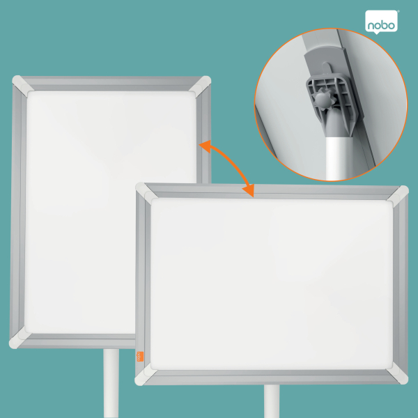 nobo Infoständer Premium Plus silber DIN A3 42,0 x 30,0 x 78,0 - 130,0 cm, 1 St.