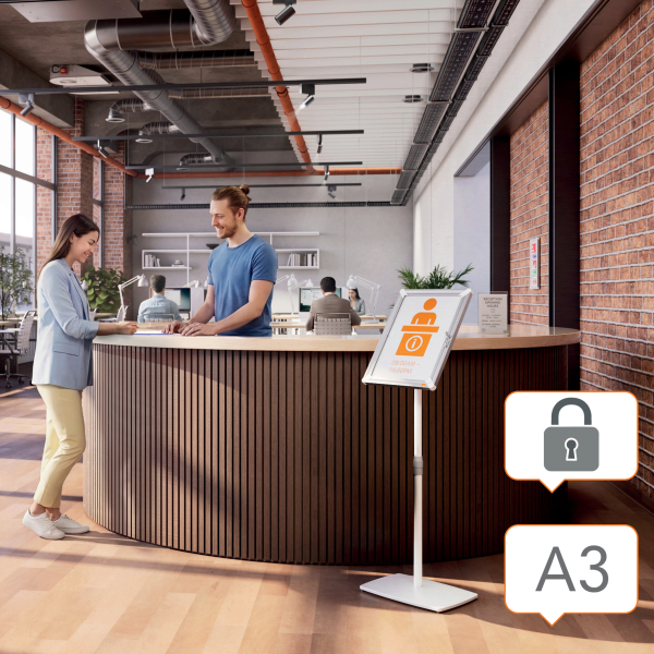 nobo Infoständer Premium Plus abschließbar silber DIN A3 42,0 x 30,0 x 80,0 - 131,0 cm, 1 St.