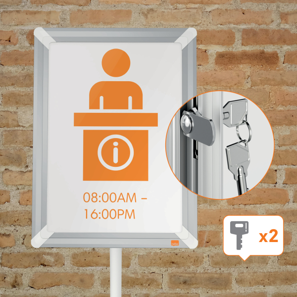 nobo Infoständer Premium Plus abschließbar silber DIN A3 42,0 x 30,0 x 80,0 - 131,0 cm, 1 St.