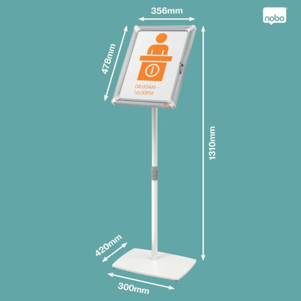 nobo Infoständer Premium Plus abschließbar silber DIN A3 42,0 x 30,0 x 80,0 - 131,0 cm, 1 St.