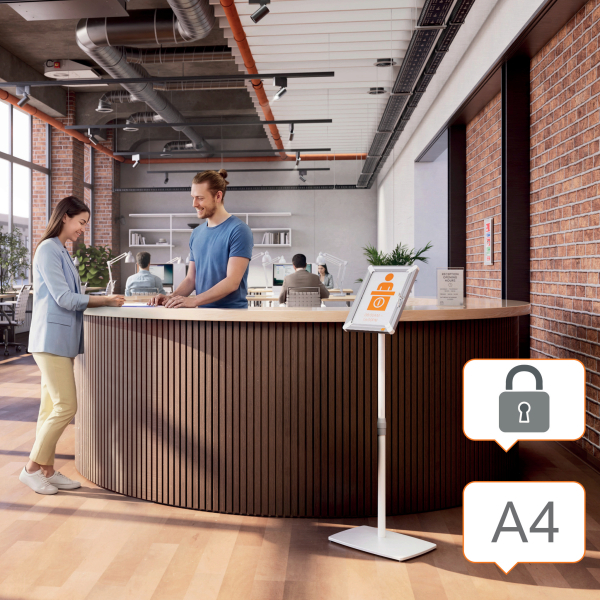 nobo Infoständer Premium Plus abschließbar silber DIN A4 42,0 x 30,0 x 76,0 - 126,0 cm, 1 St.