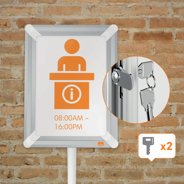 nobo Infoständer Premium Plus abschließbar silber DIN A4 42,0 x 30,0 x 76,0 - 126,0 cm, 1 St.