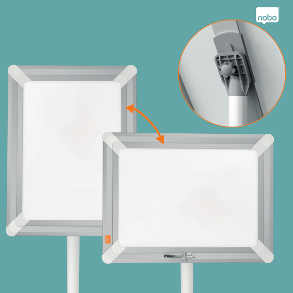 nobo Infoständer Premium Plus abschließbar silber DIN A4 42,0 x 30,0 x 76,0 - 126,0 cm, 1 St.