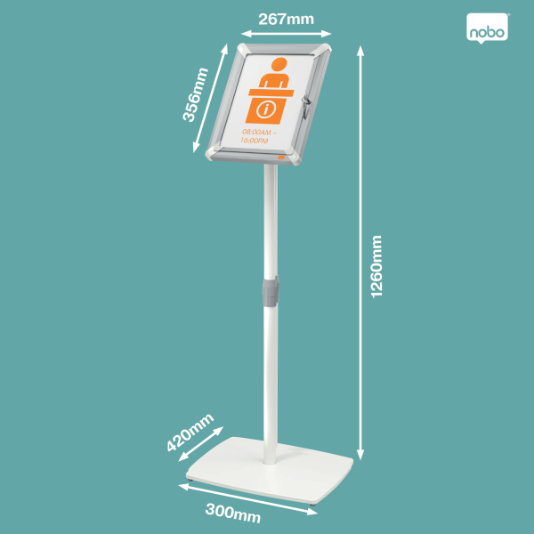 nobo Infoständer Premium Plus abschließbar silber DIN A4 42,0 x 30,0 x 76,0 - 126,0 cm, 1 St.