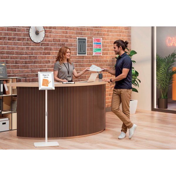 nobo Infoständer Premium Plus abschließbar silber DIN A4 42,0 x 30,0 x 76,0 - 126,0 cm, 1 St.