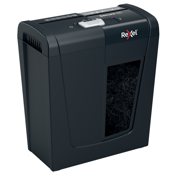Rexel Secure S5 Aktenvernichter mit Streifenschnitt P-2, 6 mm, bis 5 Blatt, schwarz