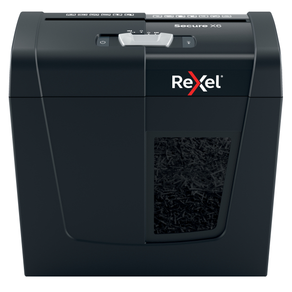 Rexel Secure X6 Aktenvernichter mit Partikelschnitt P-4, 4 x 40 mm, bis 6 Blatt, schwarz