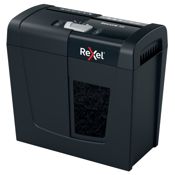 Rexel Secure X6 Aktenvernichter mit Partikelschnitt P-4, 4 x 40 mm, bis 6 Blatt, schwarz
