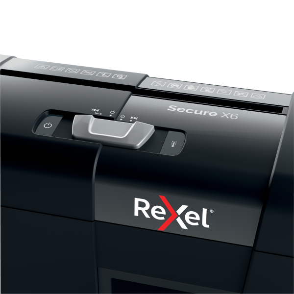 Rexel Secure X6 Aktenvernichter mit Partikelschnitt P-4, 4 x 40 mm, bis 6 Blatt, schwarz