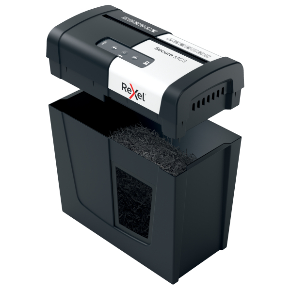 Rexel Secure MC3 Aktenvernichter mit Partikelschnitt P-5, 2 x 15 mm, bis 3 Blatt, schwarz