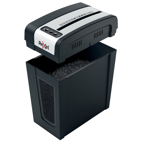 Rexel Secure MC4-SL Aktenvernichter mit Partikelschnitt P-5, 2 x 15 mm, bis 4 Blatt, schwarz