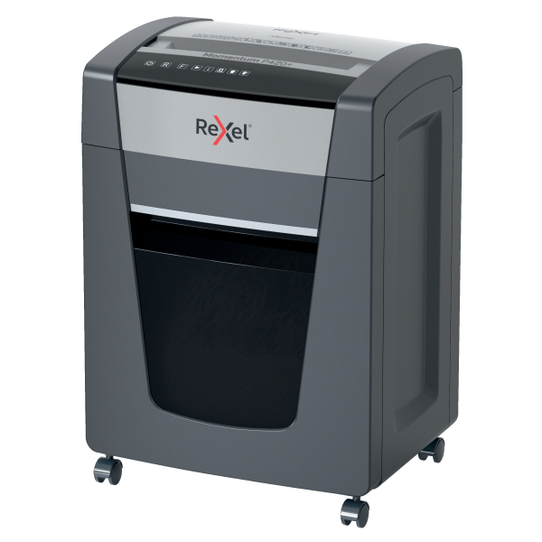 Rexel Momentum P420+ Aktenvernichter mit Partikelschnitt P-4, 4 x 35 mm, bis 20 Blatt, grau