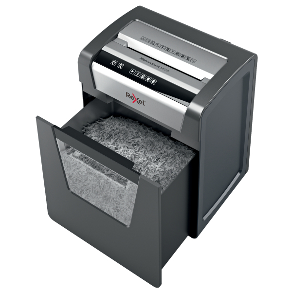Rexel Momentum M510 Aktenvernichter mit Partikelschnitt P-5, 2 x 15 mm, bis 10 Blatt, schwarz