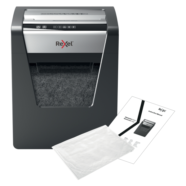 Rexel Momentum M510 Aktenvernichter mit Partikelschnitt P-5, 2 x 15 mm, bis 10 Blatt, schwarz