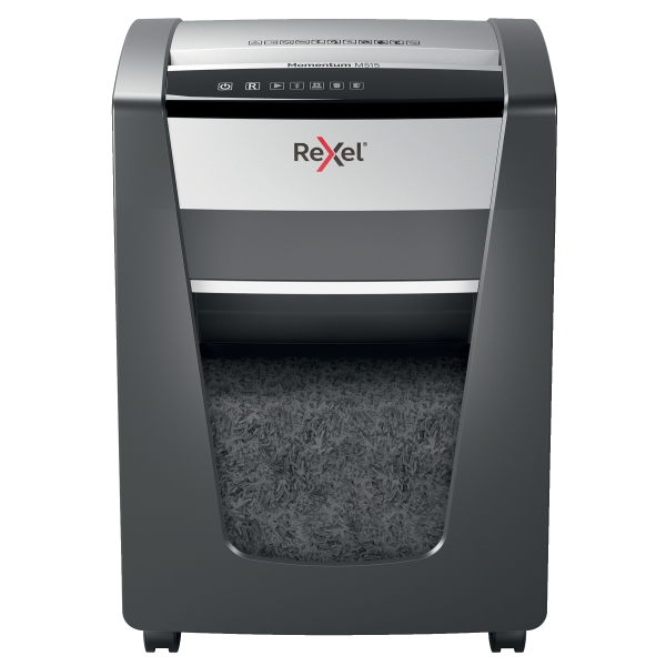 Rexel Momentum M515 Aktenvernichter mit Partikelschnitt P-5, 2 x 15 mm, bis 15 Blatt, schwarz