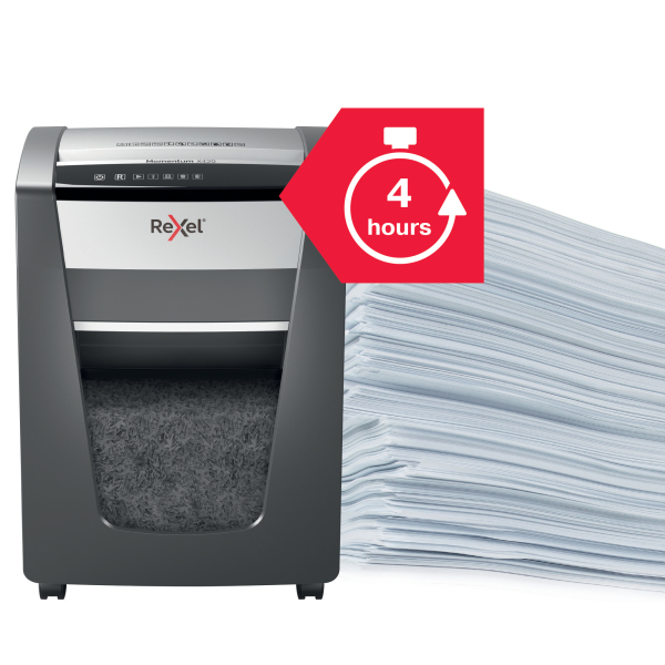 Rexel Momentum X420 Aktenvernichter mit Partikelschnitt P-4, 4 x 40 mm, bis 20 Blatt, schwarz