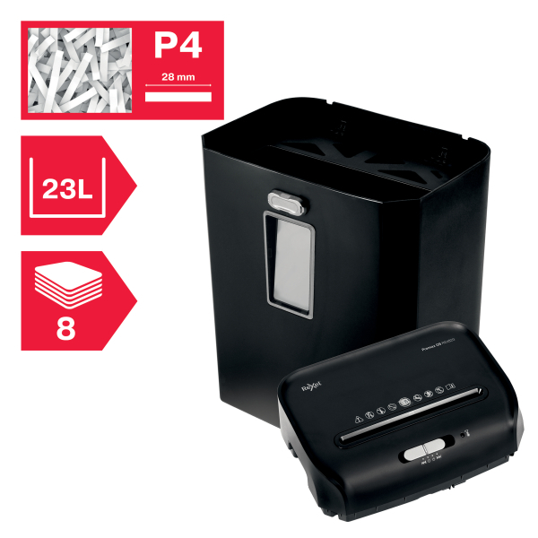 Rexel ProMax REX823 Aktenvernichter mit Partikelschnitt P-4, 4 x 40 mm, bis 8 Blatt, schwarz
