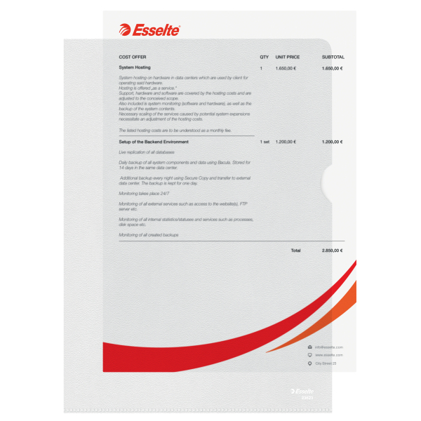 Esselte Sichthüllen 23823 DIN A4 transparent genarbt 0,12 mm, 100 St.