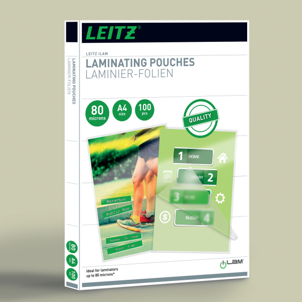 LEITZ Laminierfolien 33818 glänzend für A4 80 micron, 100 St.