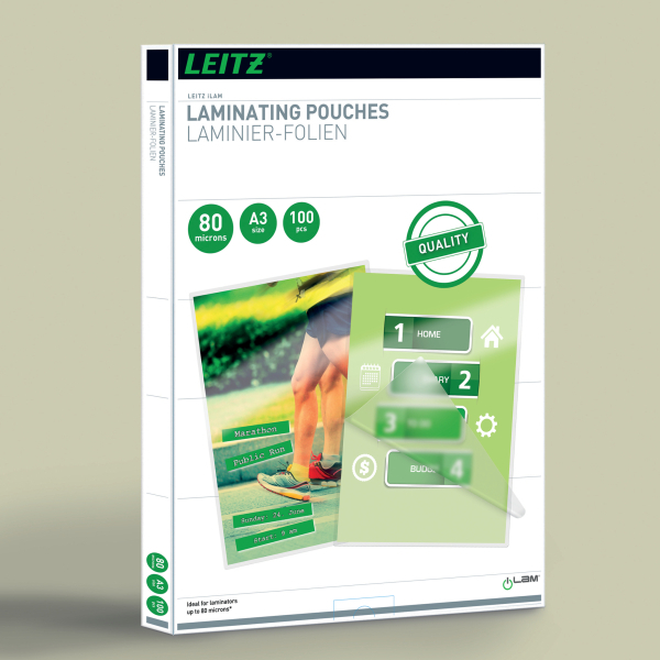 LEITZ Laminierfolien 33819 glänzend für A3 80 micron, 100 St.