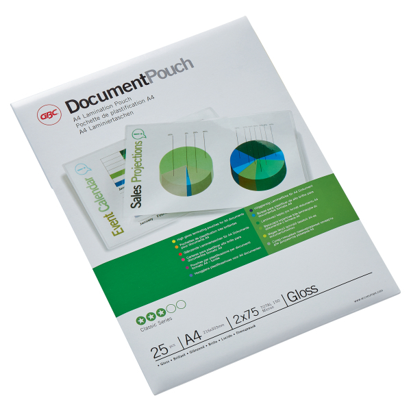 GBC Laminierfolien glänzend für A4 75 micron, 25 St.