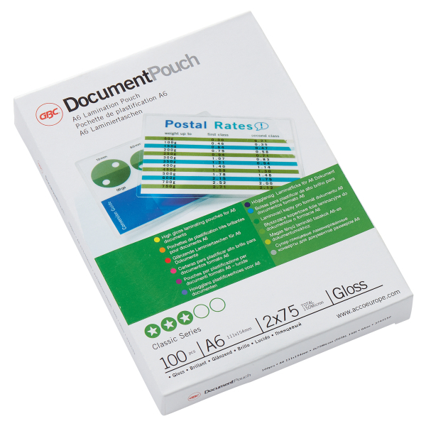 GBC Laminierfolien glänzend für A6 75 micron, 100 St.