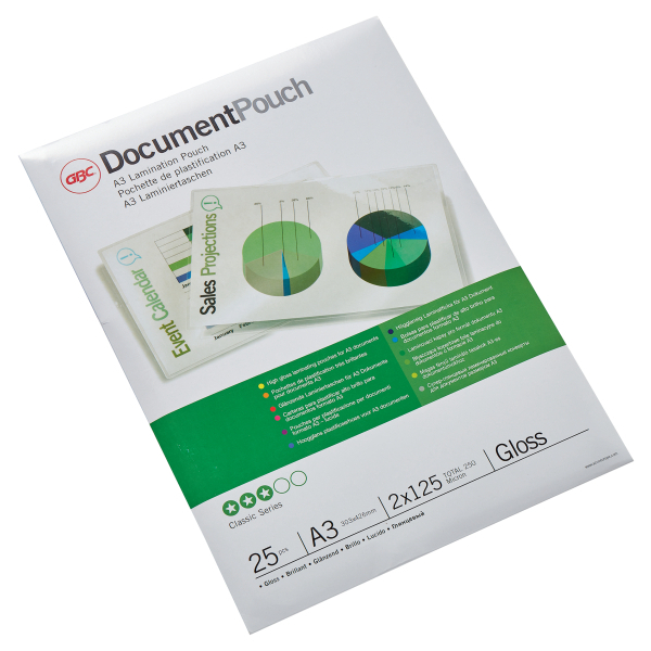 GBC Laminierfolien glänzend für A3 125 micron, 25 St.