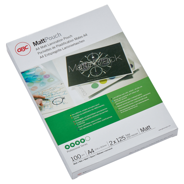 GBC Laminierfolien MattPouch matt für A4 125 micron, 100 St.