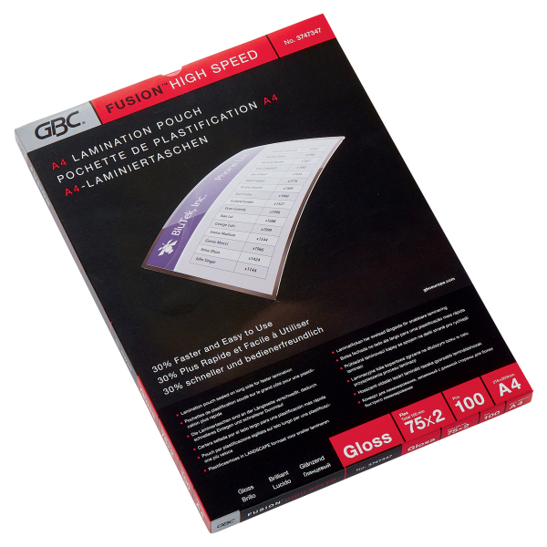 GBC Laminierfolien High Speed glänzend für A4 75 micron, 100 St.