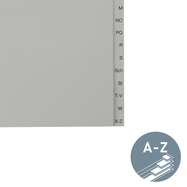LEITZ Ordnerregister DIN A4+ Vollformat A-Z grau 20-teilig, 1 Satz