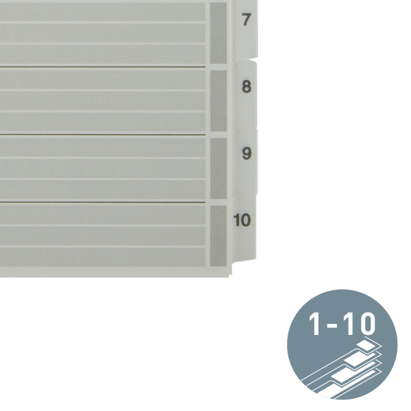 LEITZ Ordnerregister DIN A4 Vollformat 1-10 grau 10-teilig, 1 Satz