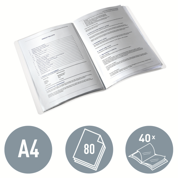 LEITZ WOW Sichtbuch DIN A4, 40 Hüllen eisblau-metallic, 1 St.
