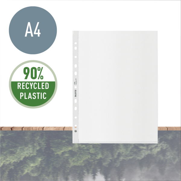 LEITZ Prospekthüllen Recycle 4791 DIN A4 transparent genarbt 0,10 mm, 25 St.